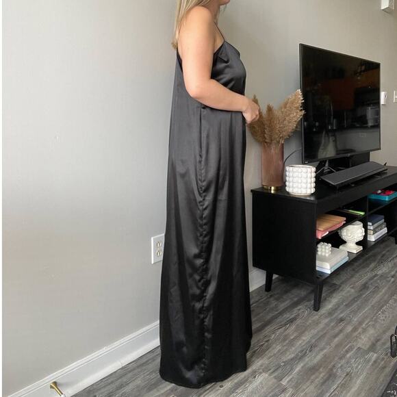 Rickie Freeman for Teri Jon Satin Maxi Side Slit Dress - Picture 4 of 4